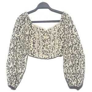 Altar’d State Prairie Crop Top Size XXS Smocked Balloon Boho Puff Sleeves NEW